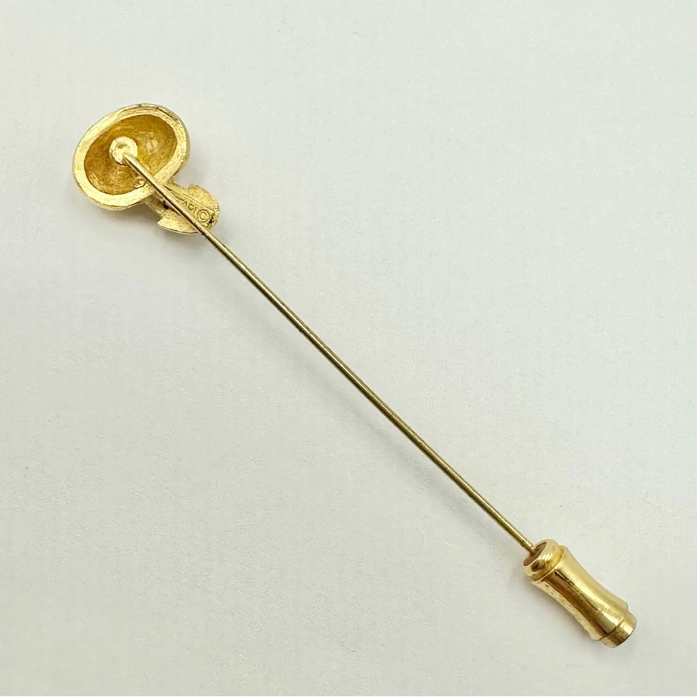 Crown Trifari Vintage Gold Tone Mushroom Stick Pin